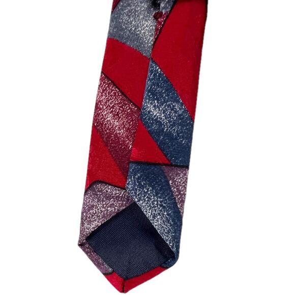 J.S. Blank & Co. Men's Abstract Necktie 100% Silk Red Purple Blue White - Picture 10 of 11